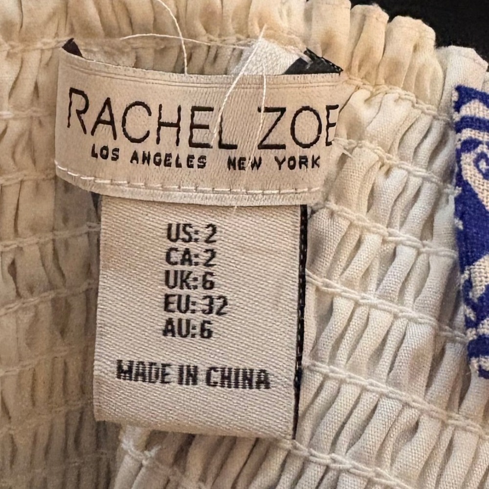 Rachel Zoe Blue and White Floral Print Tie-Waist Romper - Picture 8 of 10